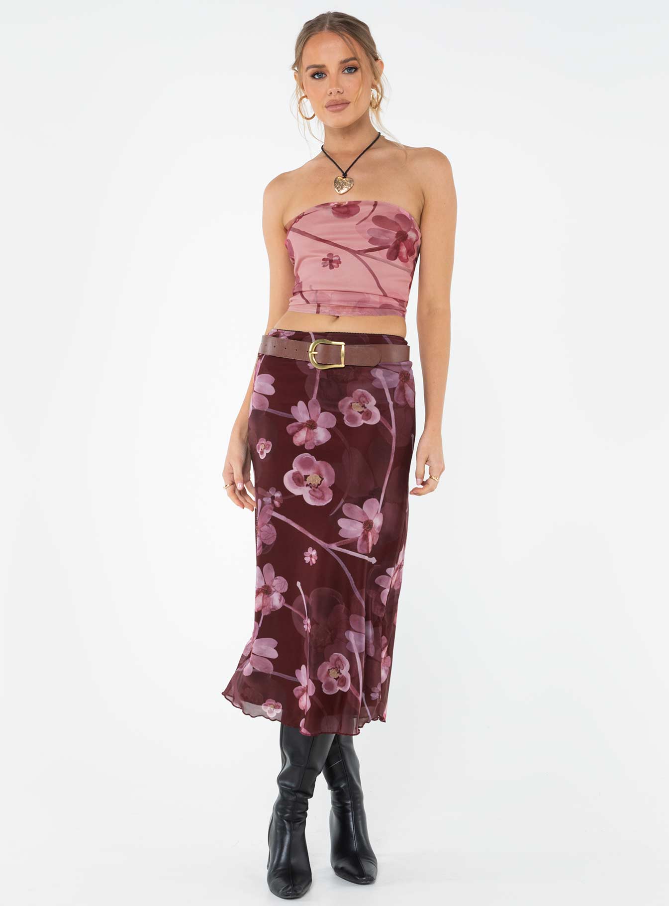 product Princess Polly Sleeveless Square Neck  Peggy Top Floral Blush