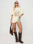 product Princess Polly Half Sleeves Crew Neck  Hotel Hawaii Oversized Tee Yellow