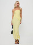 back view of model wearing Princess Polly Sunburst Strapless Top Yellow Sleeveless straight 