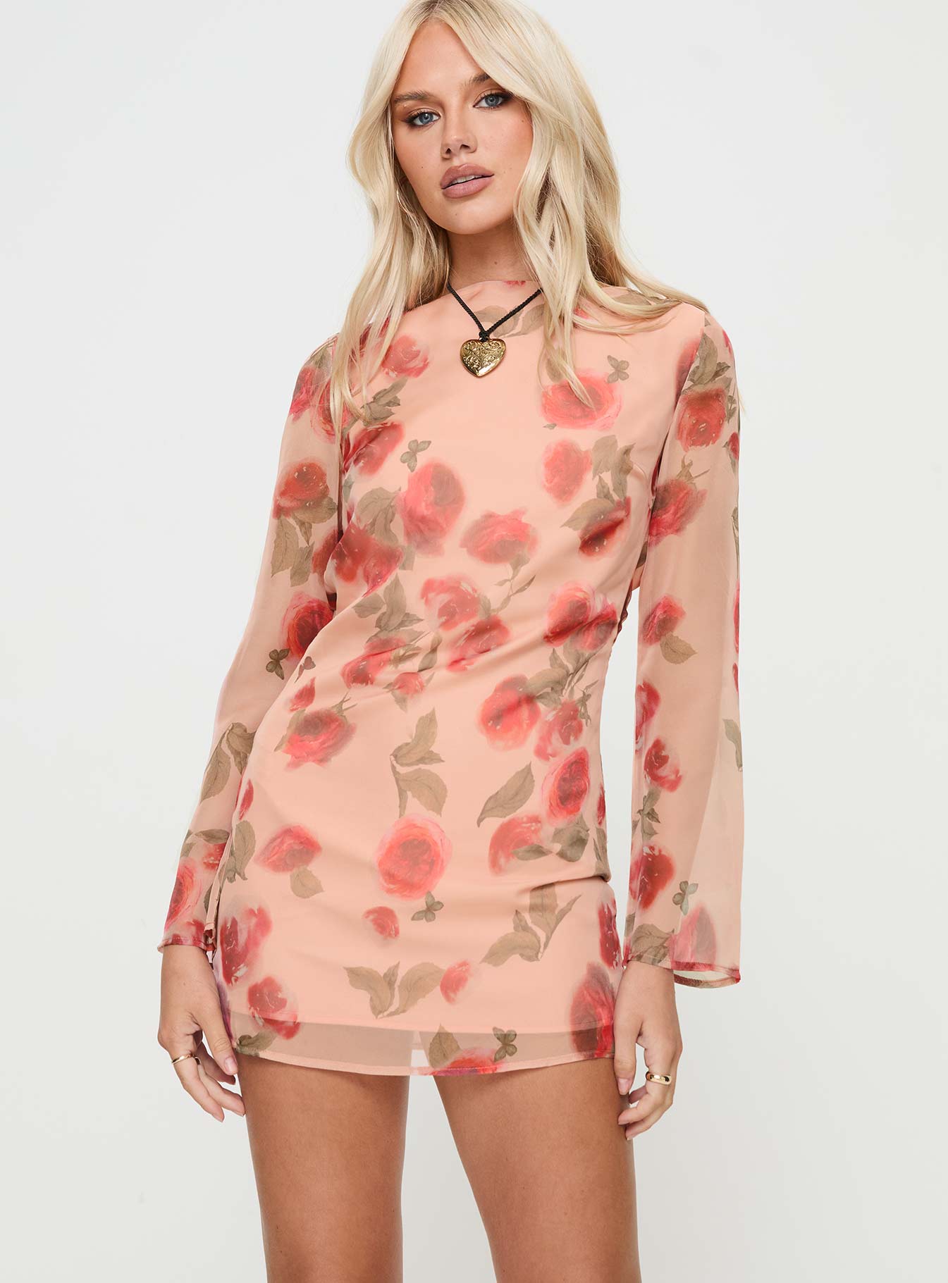 Florinda long sleeve mini dress pink floral