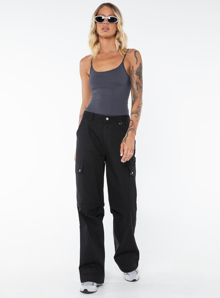 Fallout Mid Rise Cargo Pants Black Tall