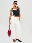 front view of model wearing Princess Polly Benicale Low Rise Cargo Pants White Low Rise Pants 