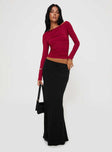 product Princess Polly Full Sleeves Asymmetric Neckline  Spiller Off The Shoulder Top Burgundy