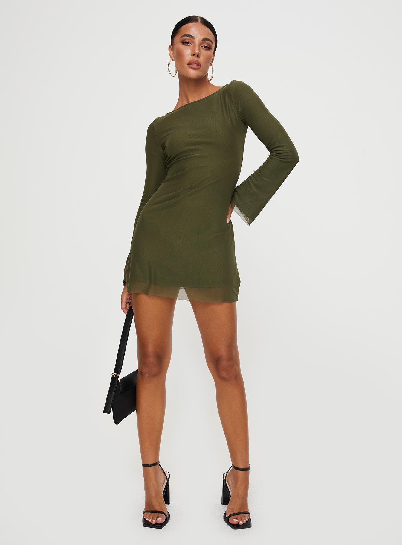 Lukea long sleeve mini dress olive