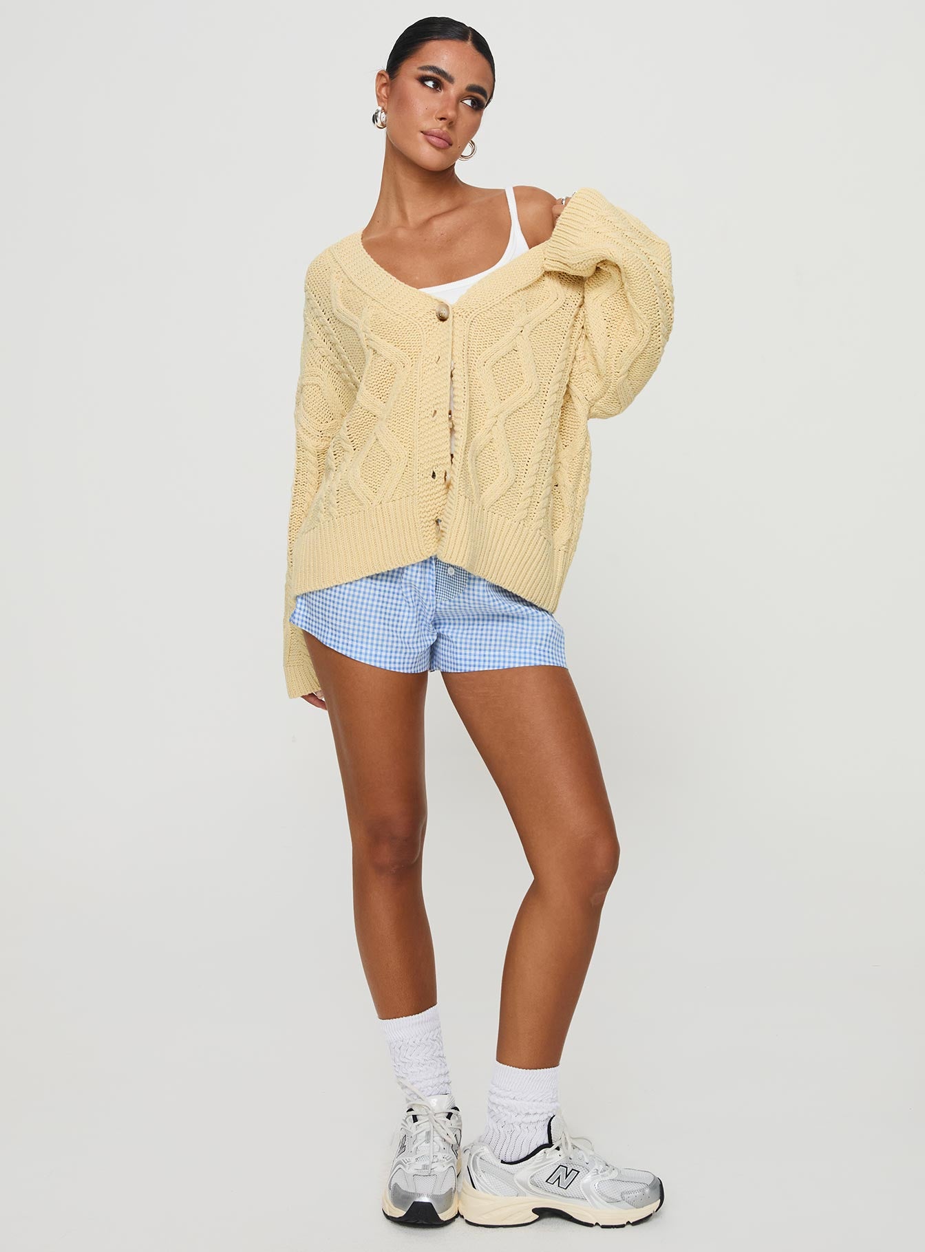 Daxtan cable cardigan lemon