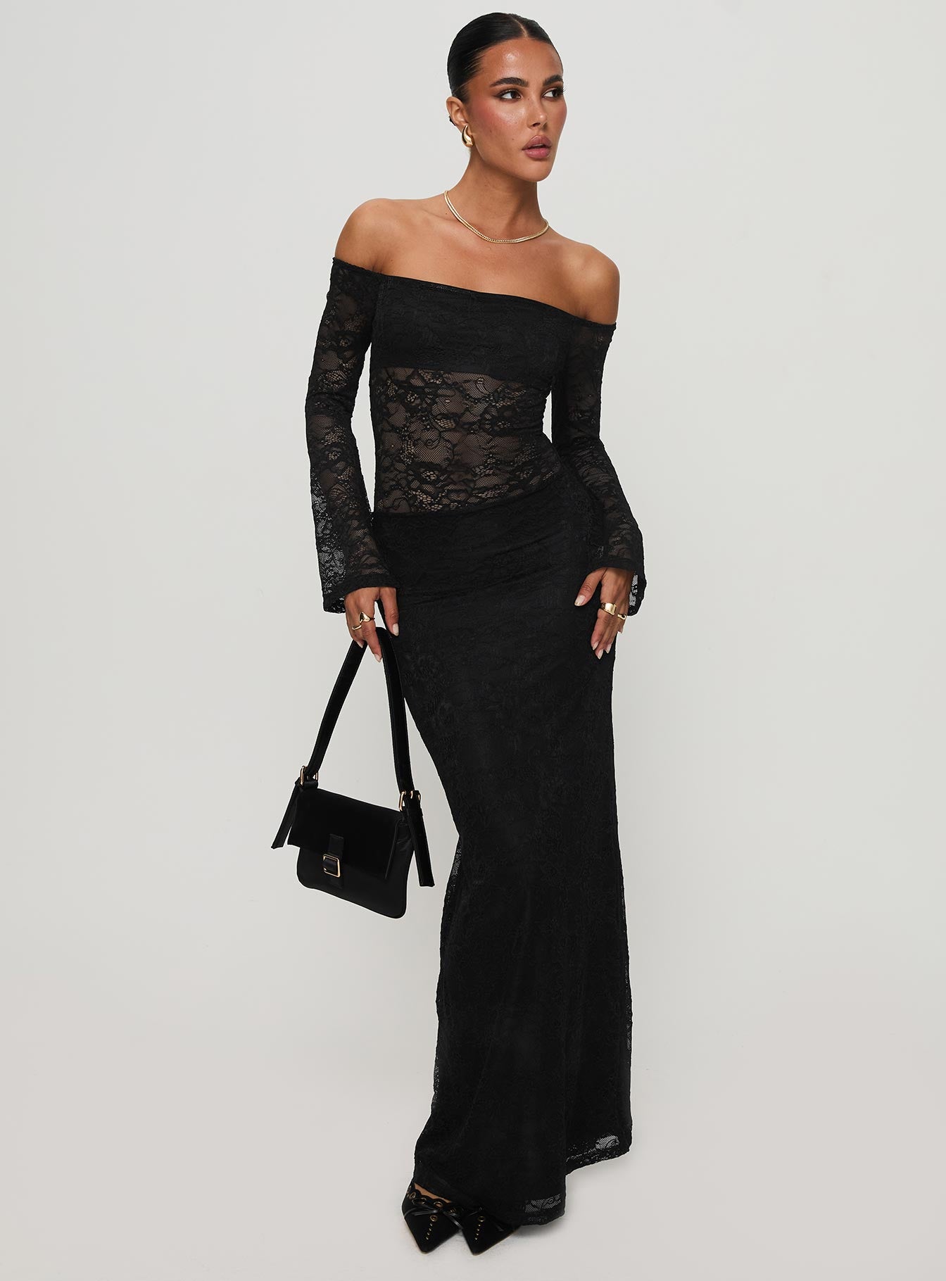 Pinot Grigio Long Sleeve Lace Maxi Dress Black | Princess Polly Pinot Grigio Long Sleeve Lace Maxi Dress Black | Princess Polly