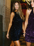 Cinematic Sequin Mini Dress Navy