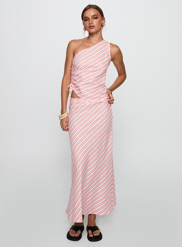 Wanna Dance Asymmetrical Set Pink Stripe