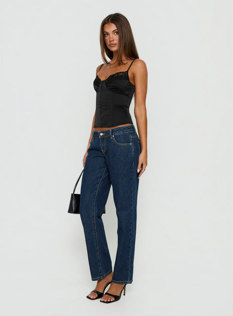 Abagael Low Rise Straight Jeans Indigo