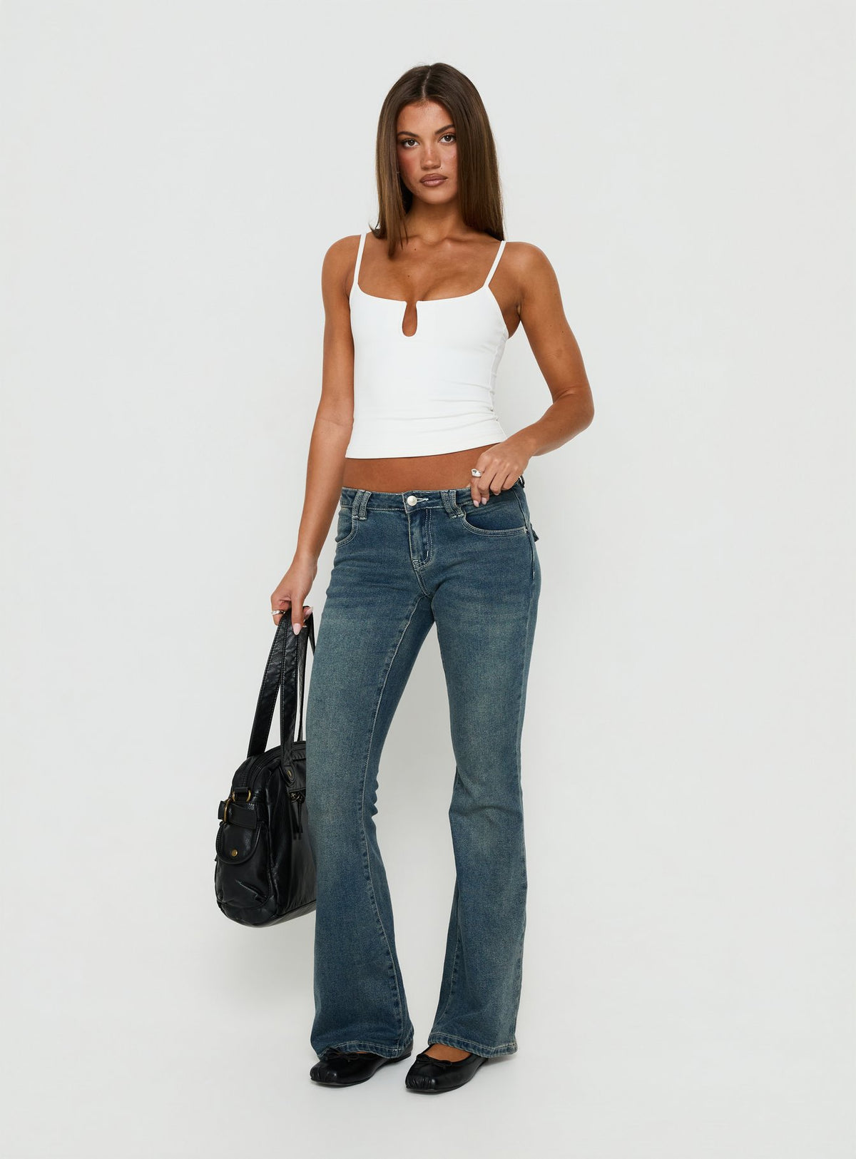 Daily Define Keyhole Cinched Tank Top White