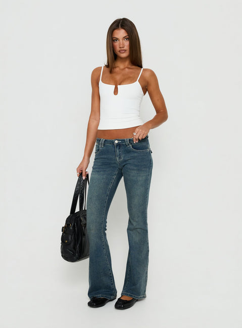 Daily Define Keyhole Cinched Tank Top White