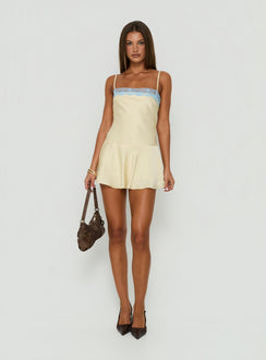 Rommie Lace Detail Drop Waist Playsuit Butter / Blue