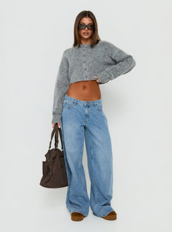 Kelisso Button Down Cardigan Grey
