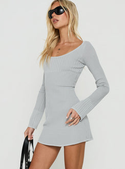 Aviya Scoop Knit Long Sleeve Mini Dress Blue