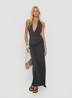 So Major Draped A-Line Maxi Dress Slate