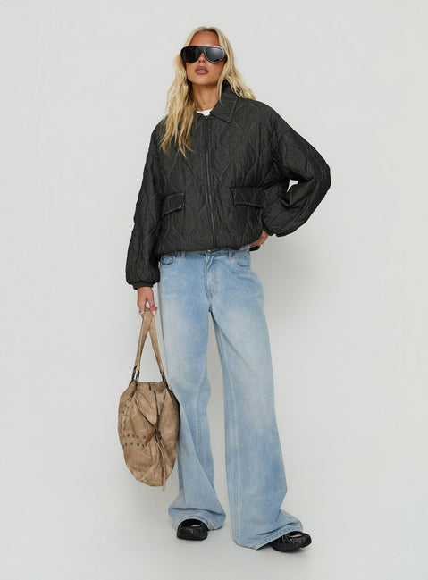 Taggie Quilted Jacket Washed Black