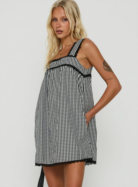 Sandat Mini Dress Gingham Grey