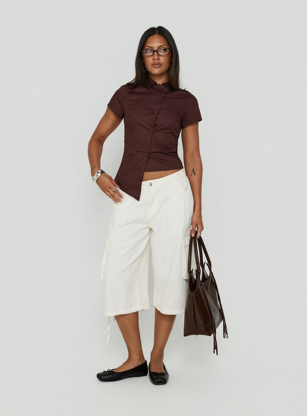 Hudsen Longline Cargo Shorts Cream Tall