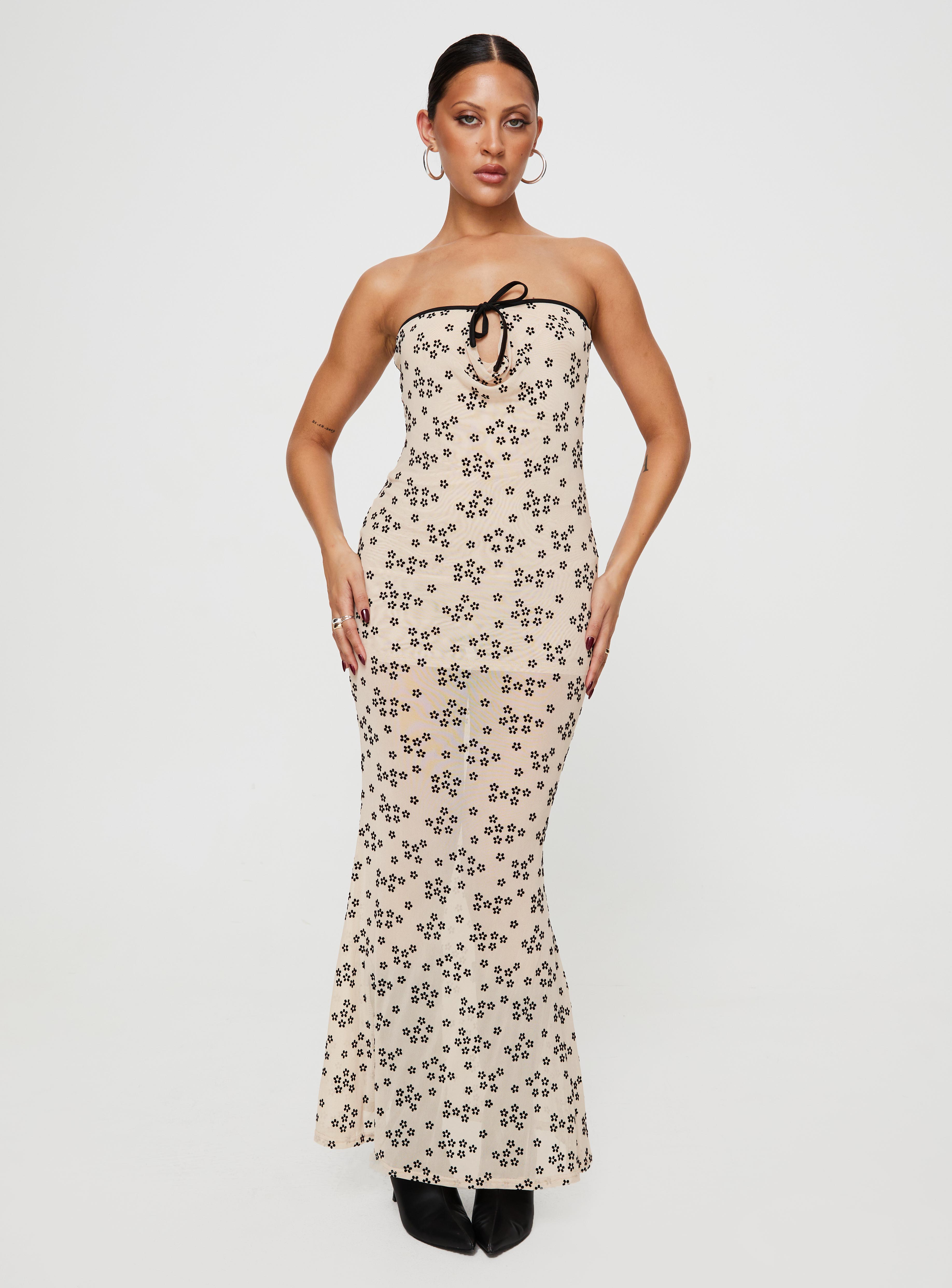 Illuminating maxi dress beige floral