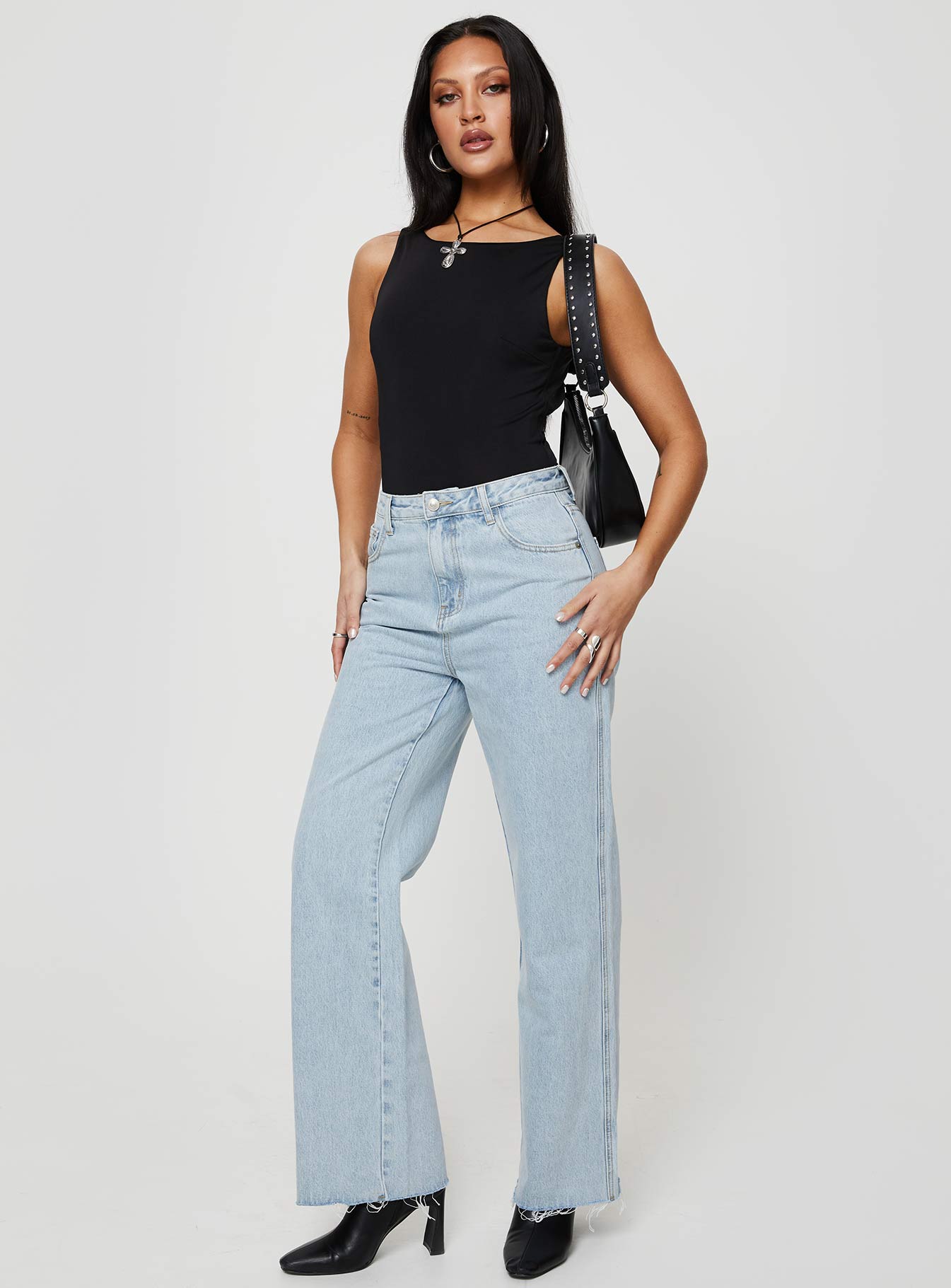 product Princess Polly High Waisted  Arlington Straight Leg Denim Jeans Light Wash