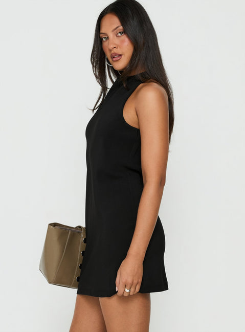 Days Get Dark Asymmetrical Mini Dress Black