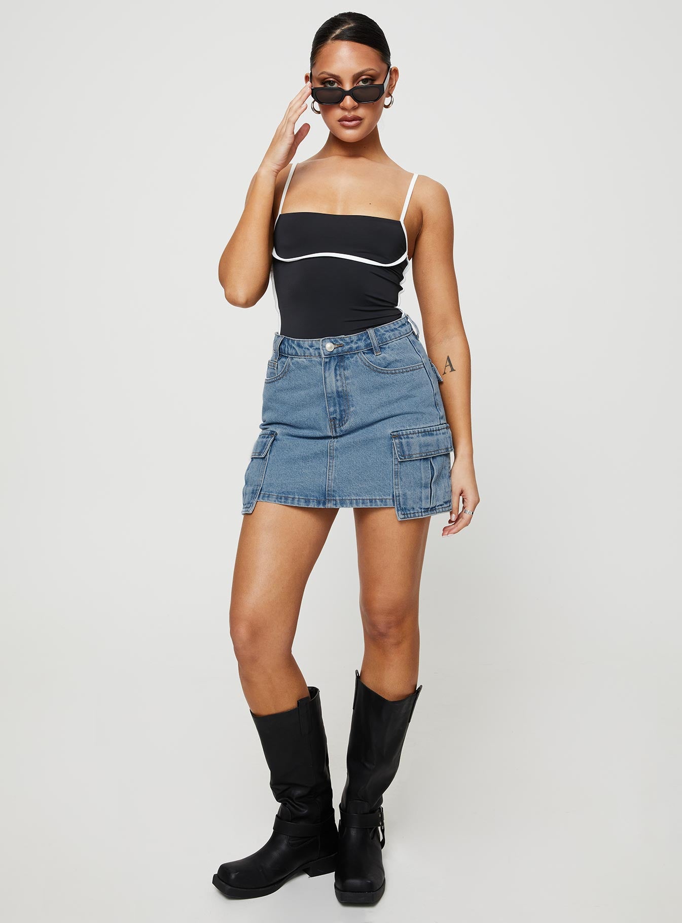 product Maberley Denim Mini Skirt Mid Wash Princess Polly  Mini Skirts 