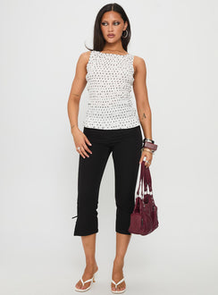 Marleene Shirred Top White Polka