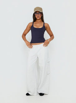 Kasper Cinched Longline Tank Top Navy