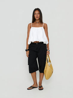 Hudsen Longline Cargo Shorts Washed Black Petite