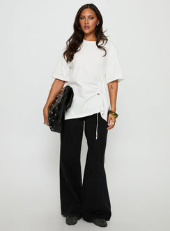 Agnessa Ruched Detail Oversized Tee White