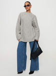 front view of model wearing Princess Polly Gigi Knit Sweater Cloud Long 