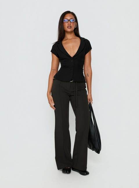 Belvia Layered Mid Rise Pants Slate Grey