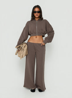 Lanna Fleece Zip Through Cropped Hoodie Grey
