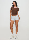 product Princess Polly Short Sleeves Crew Neck  Baseline Rib Tee Brown / Pink