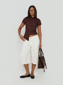 Hudsen Longline Cargo Shorts Cream Petite