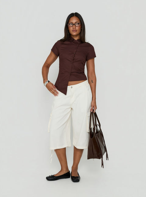 Hudsen Longline Cargo Shorts Cream Petite