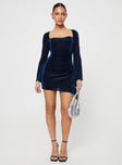 product Princess Polly Sweetheart Neckline  Donelli Long Sleeve Mini Dress Navy Lower Impact