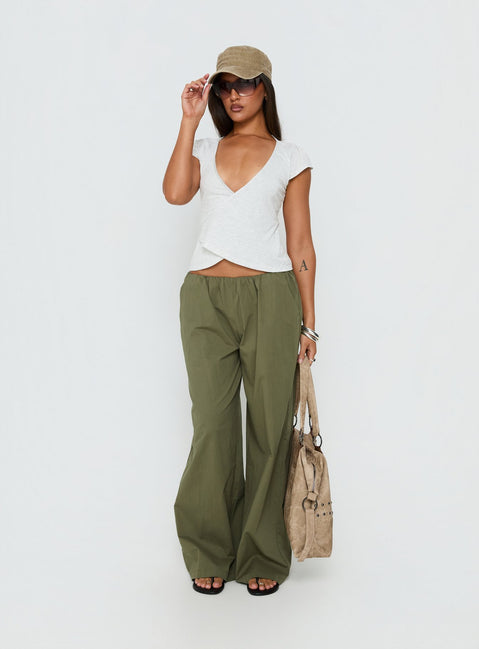 Lunea Concealed Waistband Pants Khaki Petite