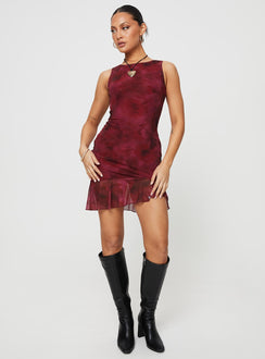 molita ruffle hem mini dress red Molita Ruffle Hem Mini Dress Red