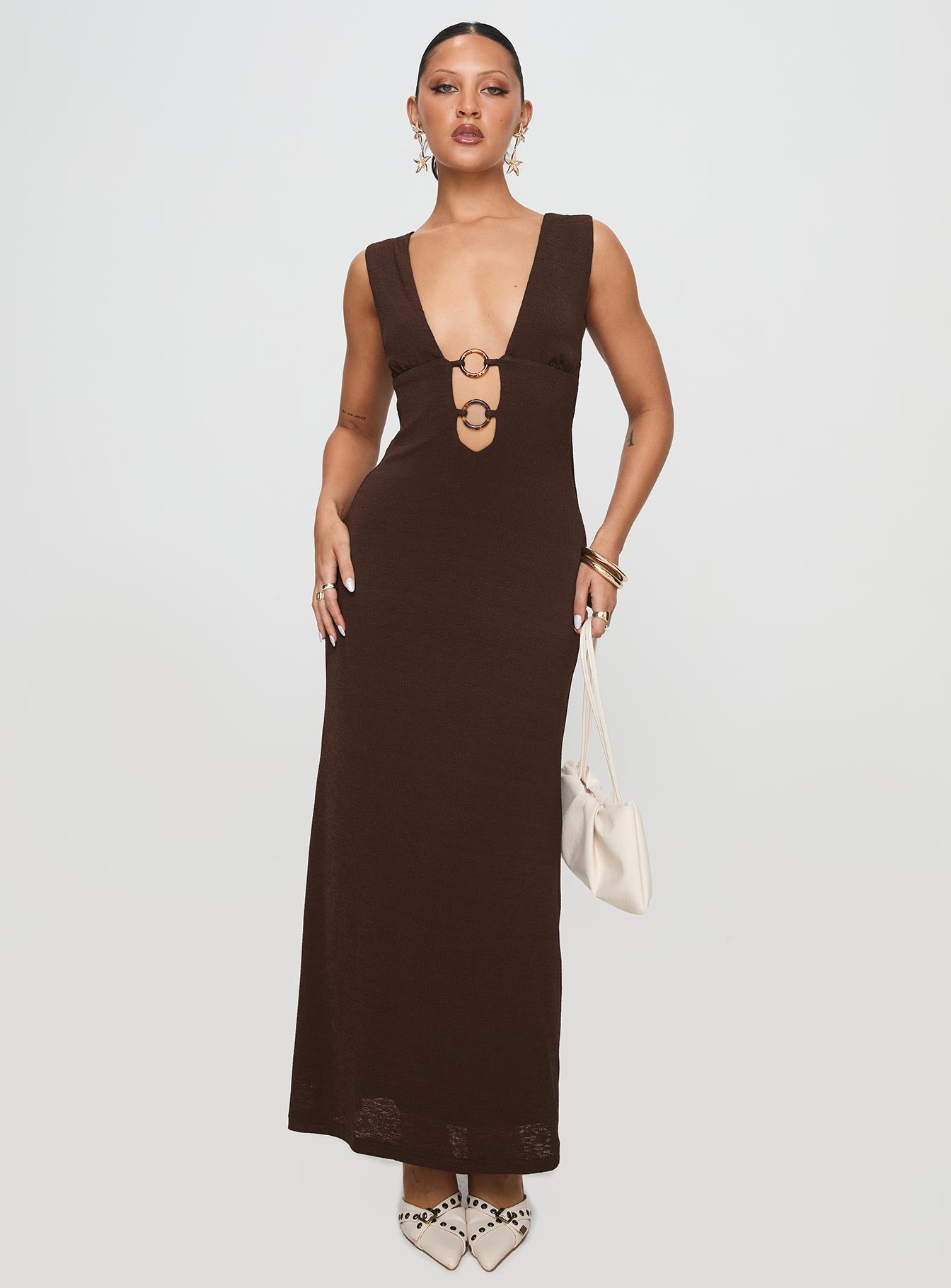Steward Maxi Dress Chocolate | Princess Polly