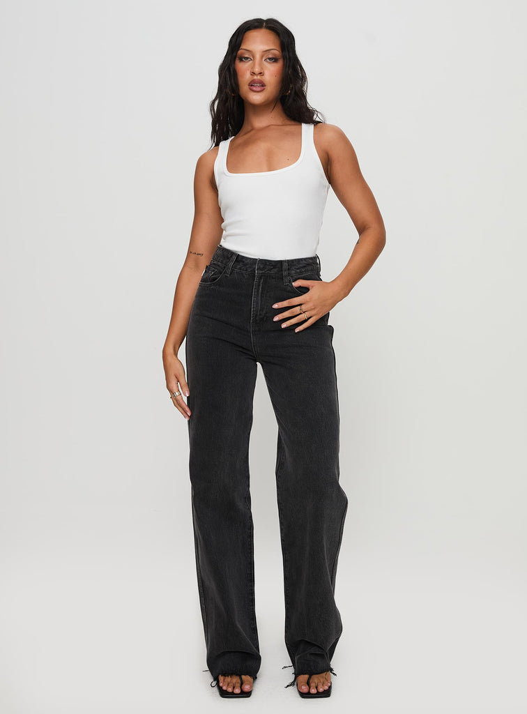 Karlina High Rise Straight Leg Jean Charcoal | Princess Polly