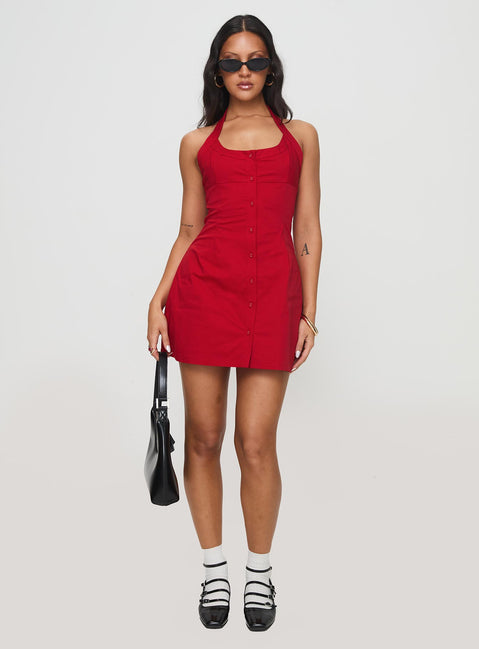 maeva halter mini dress red Meeley Halter Mini Dress | Red | Womens
