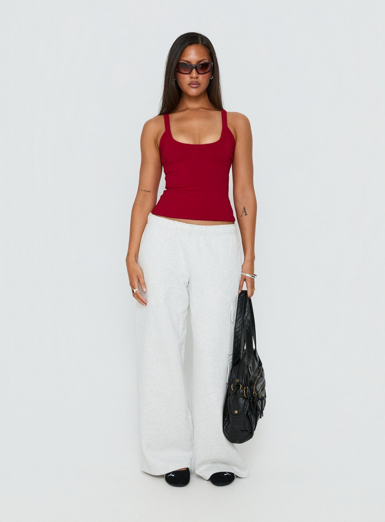 Kasper Cinched Longline Tank Top Wine | Princess Polly