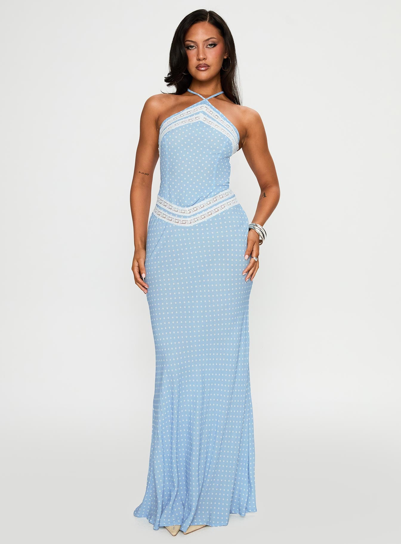 Wild Joy Halter Maxi Dress Blue Polka | Princess Polly Wild Joy Halter Maxi Dress Blue Polka | Princess Polly