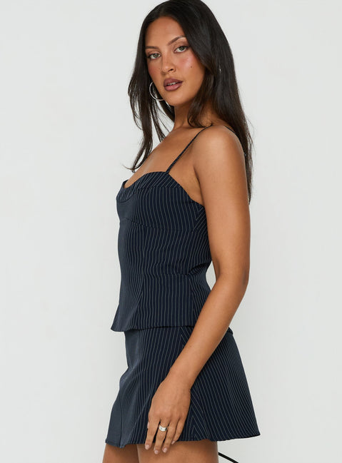 Laeyla Tailored Cami Top Navy Pinstripe