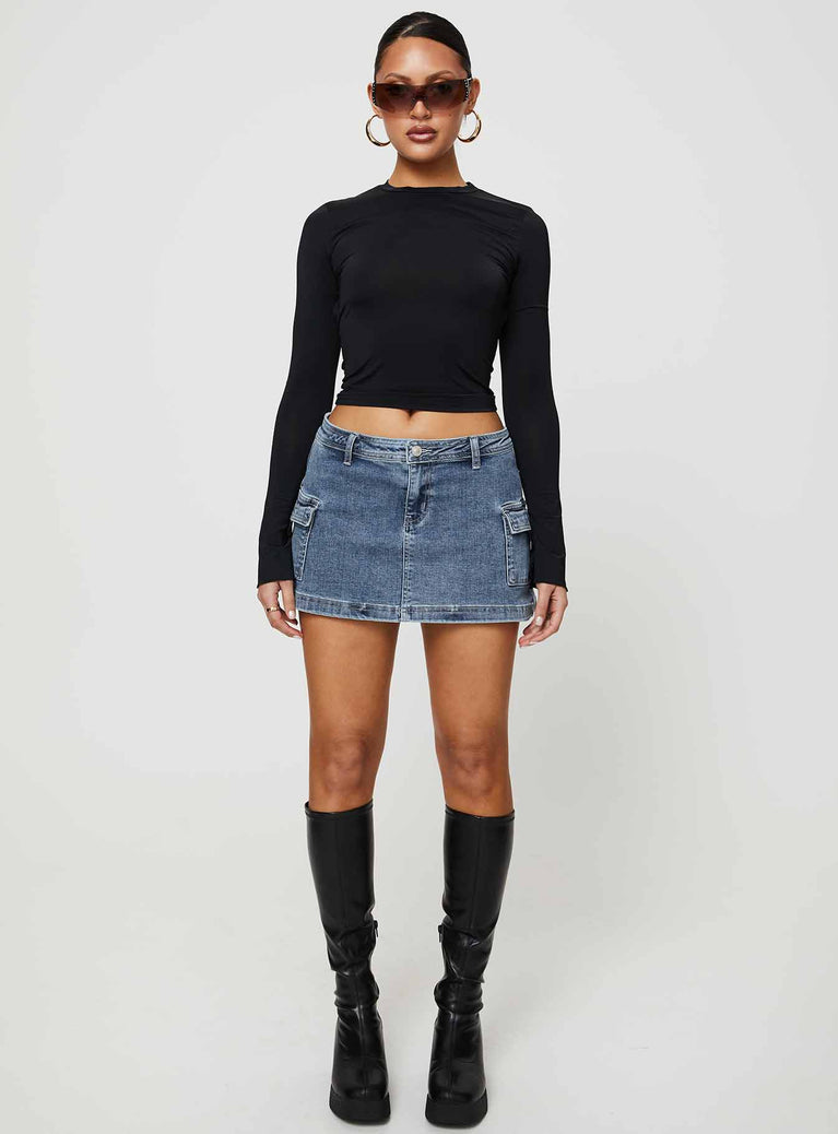 Grishea Low Rise Denim Skirt