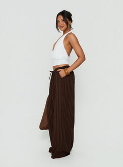 Bungala Oversized Relaxed Pants Brown Pinstripe