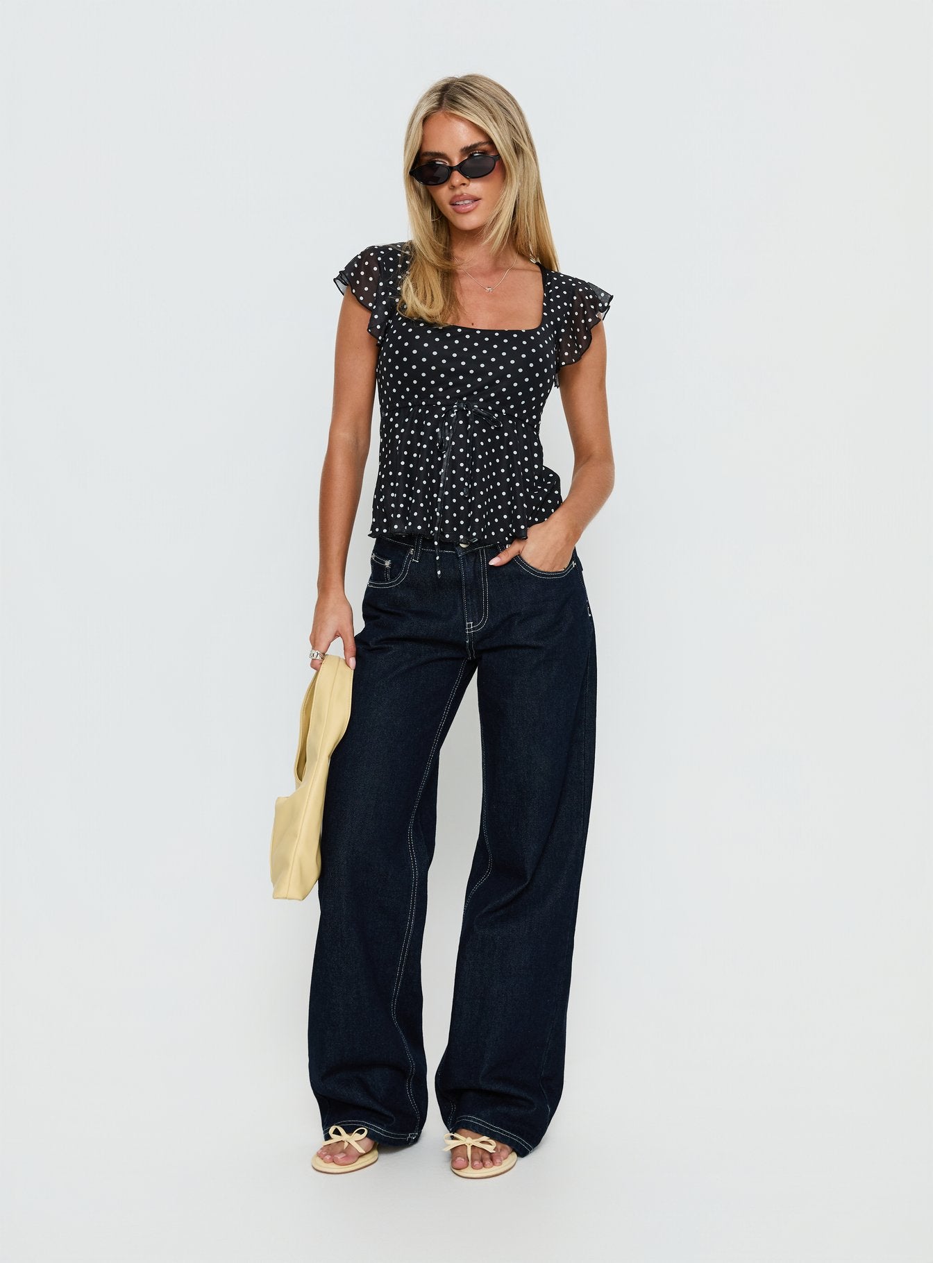 Auroraah Frill Top Black Polka | Princess Polly