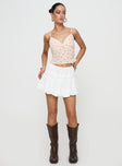   front view of model wearing Princess Polly Dear London Bubble Hem Mini Skirt White Mini Skirts 