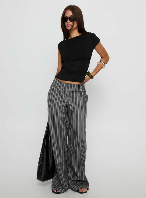 Cedars Low Rise Pant Grey Stripe Petite